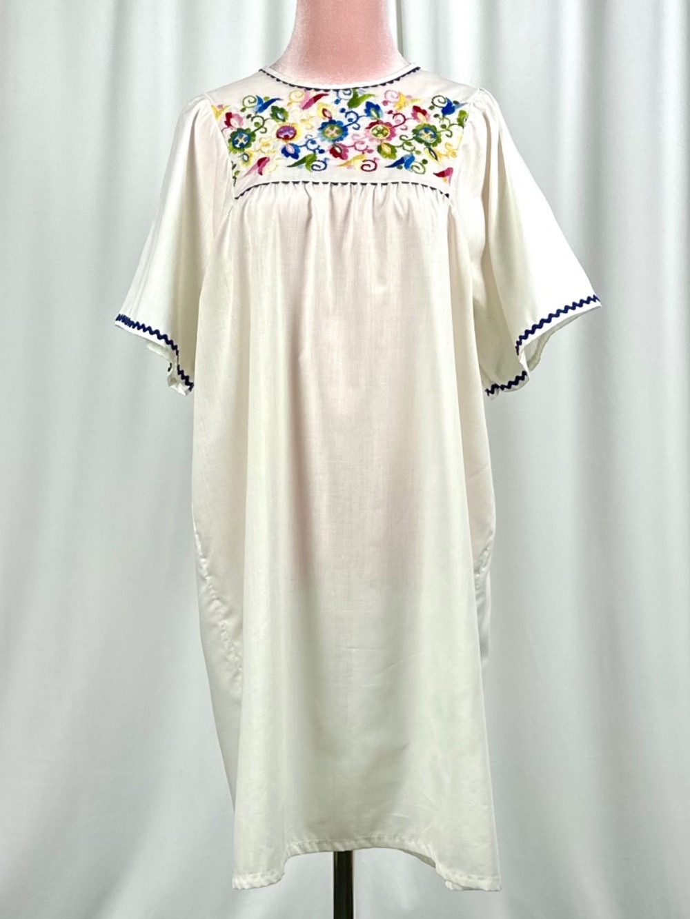Vintage Sears Embroidered Prairie Dress Cottagecore Boho M/L